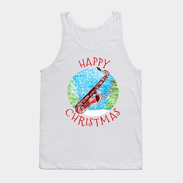 Christmas Saxophone Saxophonist Jazz Musician Xmas 2022 Tank Top by doodlerob